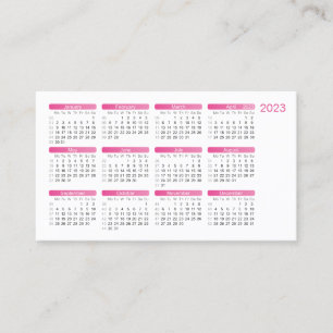 Fuchsia Pocket Calendar 2023. Formato de tarjeta d
