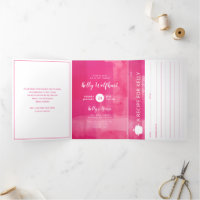 Fuchsia Potluck Bridal Shower con tarjeta de recet