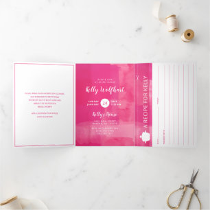 Fuchsia Potluck Bridal Shower con tarjeta de recet