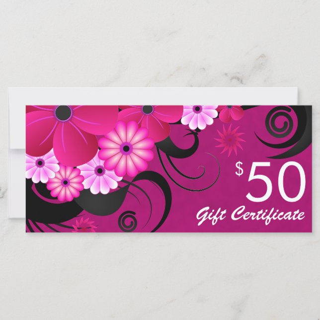 Fuchsia Purple Elegant Personalizado $50 Certifica (Anverso)