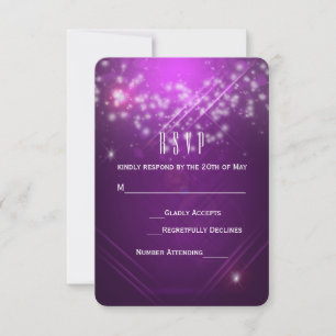 Fuchsia Purple Sparkle Club Vibe Fiesta RSVP Card