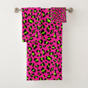 Fuchsia rosa neón de los 80 y leopardo verde lim
