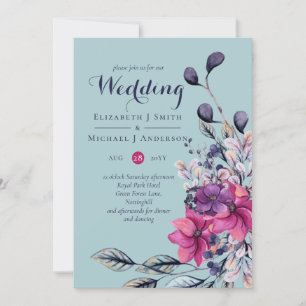 Fuchsia Sage Green Floral Boda