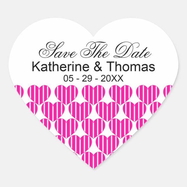 Fuchsia Striped Hearts Salva A Los Pegatinas De Fe (Anverso)