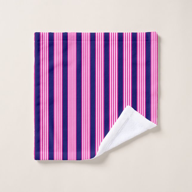 Fuchsia y cinco rayas blancas con azul (Toallita)