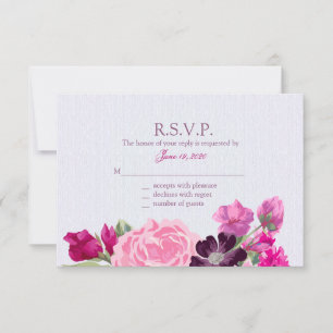 Fuchsia y Plum Floral, tarjetas de respuesta