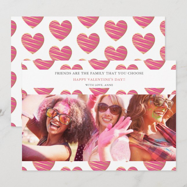 Fucshia Heart Best Friends Photo Happy Valentine's (Anverso / Reverso)