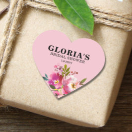 Fucsia Floral  Ducha de Novia  Pegatina de Corazón