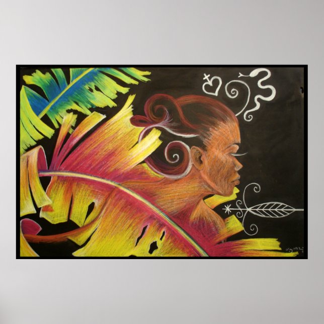 Fuego - Impresión de arte negro (Frente)