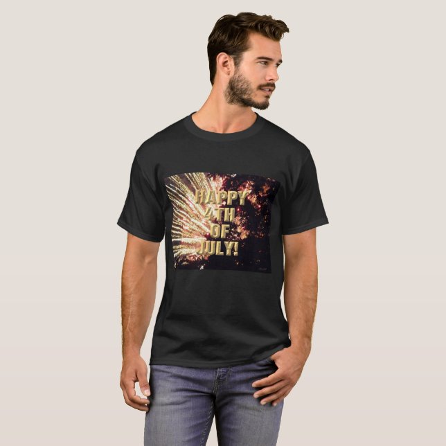 Fuegos artificiales 11 camiseta negra de hombres d (Anverso completo)