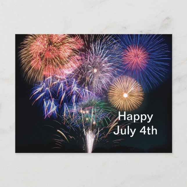 Fuegos artificiales 2 de julio 4 postal (Anverso)