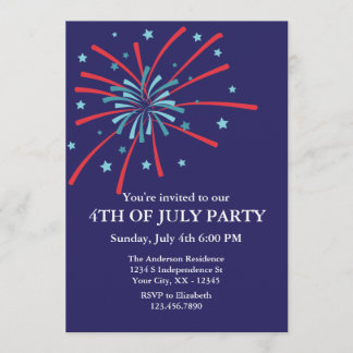 Fuegos artificiales 4 de julio Invitación a la fie