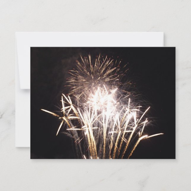 Fuegos artificiales blancos y dorados en celebraci (Anverso)