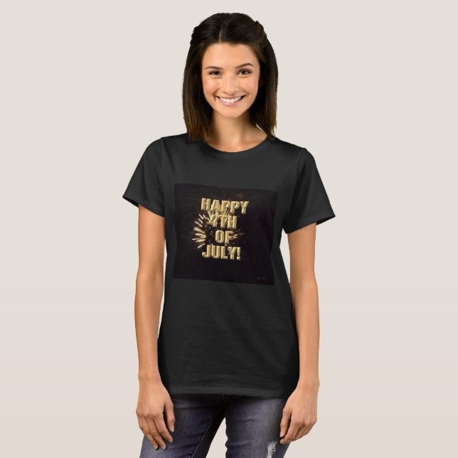 Fuegos artificiales camiseta negra de mujeres del  (Anverso completo)
