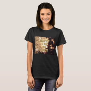 Fuegos artificiales camiseta negra de mujeres del