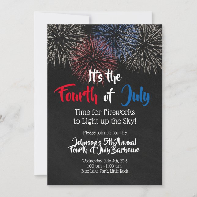 Fuegos artificiales de la invitación del 4 de juli (Anverso)
