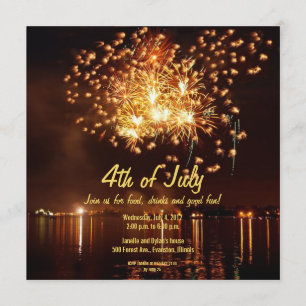 fuegos artificiales de oro invitación del 4 de jul