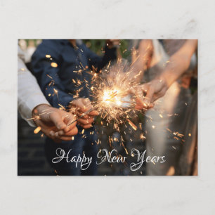 fuegos artificiales en la postal de la mano