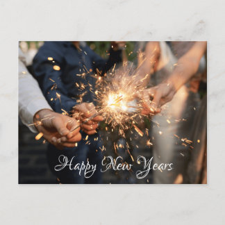 fuegos artificiales en la postal de la mano