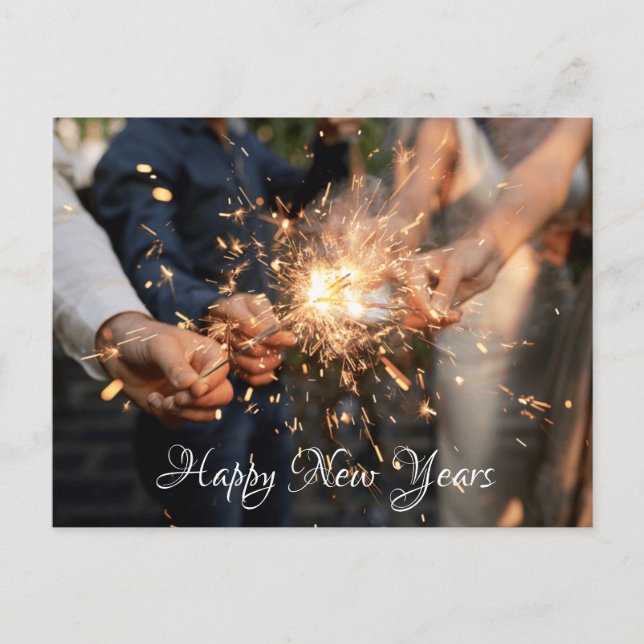 fuegos artificiales en la postal de la mano (Anverso)