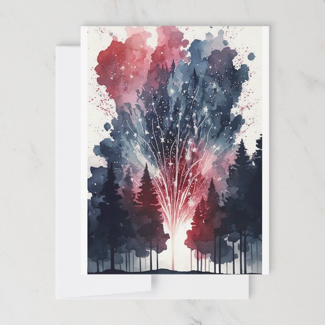 Fuegos artificiales en la postal forestal (Subido por el creador)