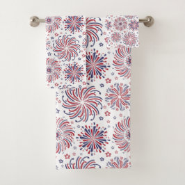 Fuegos artificiales rojos y azules y estrellas