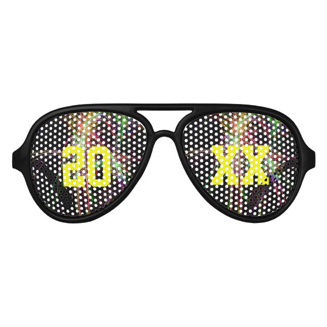 Fuegos artificiales y gafas de sol de Año Nuevo (Anverso)