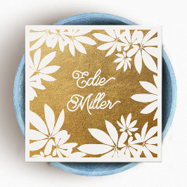 Fuente de escritura floral blanca y dorada moderna