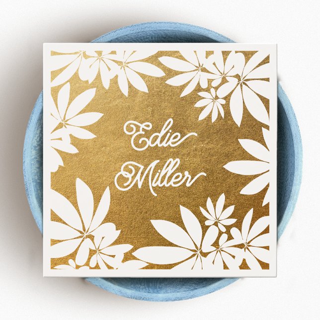 Fuente de escritura floral blanca y dorada moderna (Subido por el creador)