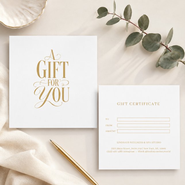 Fuente de escritura moderna Certificado de regalo  (Modern Script Font White Business Gift Certificate)