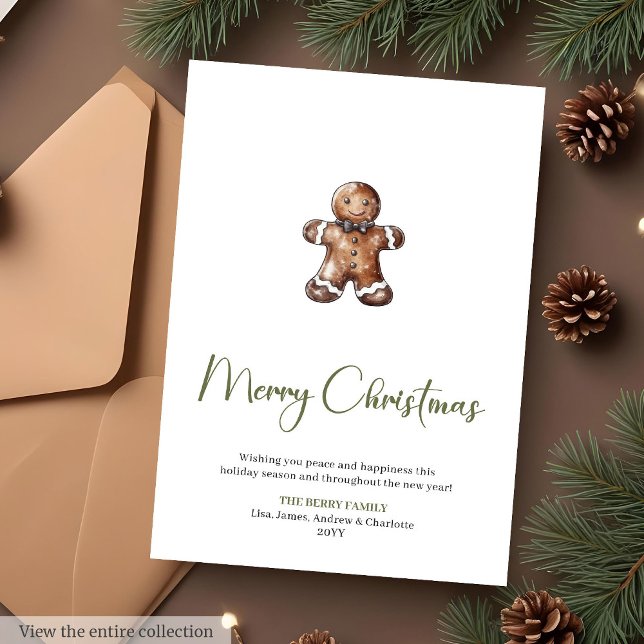 Fuente de escritura terrosa Tarjeta de Navidad con (Earthy Script Font Watercolor Christmas Greeting Card

)