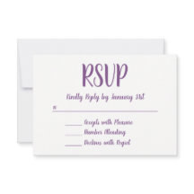 Fuente de letra manuscrita hecha a mano RSVP púrpu