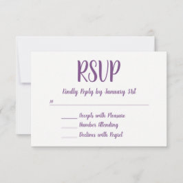 Fuente de letra manuscrita hecha a mano RSVP púrpu