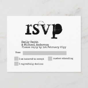 Fuente de máquina de escribir Tarjeta de boda RSVP