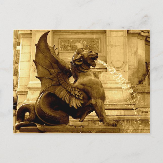 Fuente de St. Michel - París, postal de Francia (Anverso)