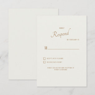 Fuente moderna crema Tarjeta de respuesta de boda