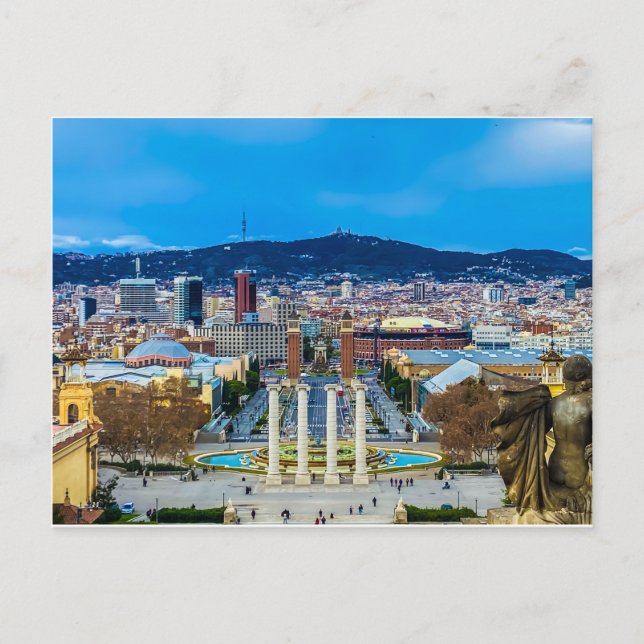 Fuente Montjuic, postal de Barcelona (Anverso)