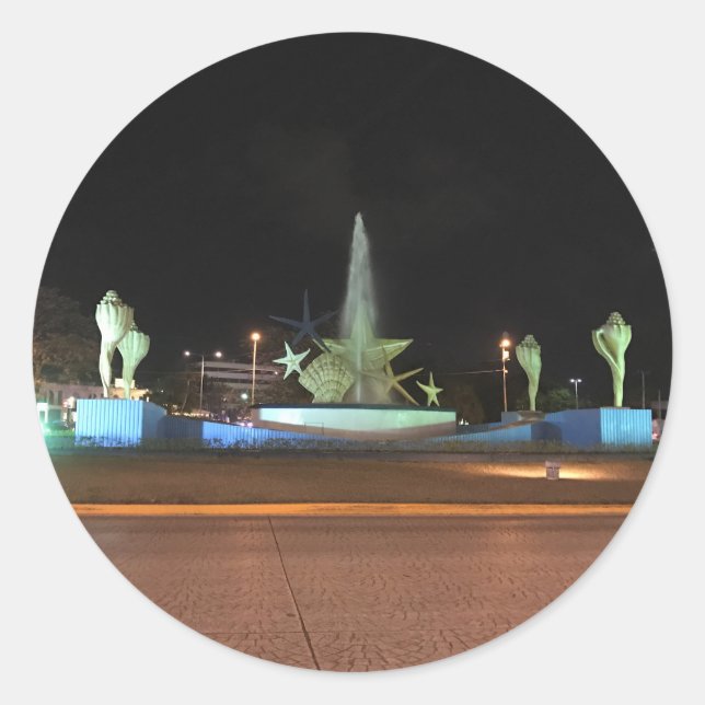 Fuente Plaza Caracol, Pegatinas de Cancún (Anverso)