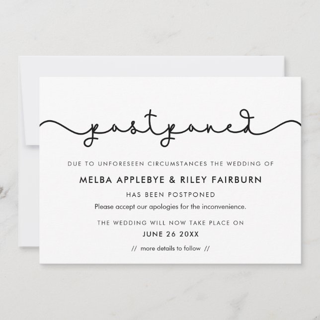 Fuente simple y linda anuncio pospuesto (Anverso)