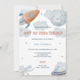 Fuera de esta invitación de cumpleaños al espacio