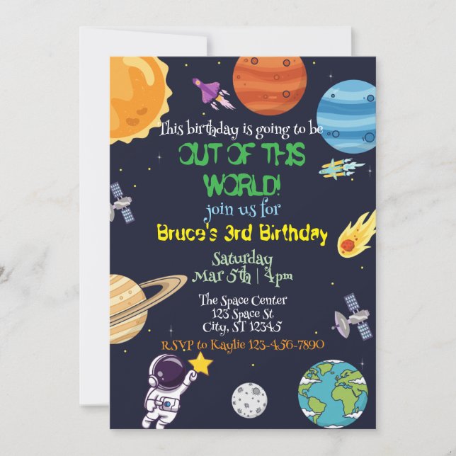 Fuera de este mundo, invitación de cumpleaños espa (Anverso)
