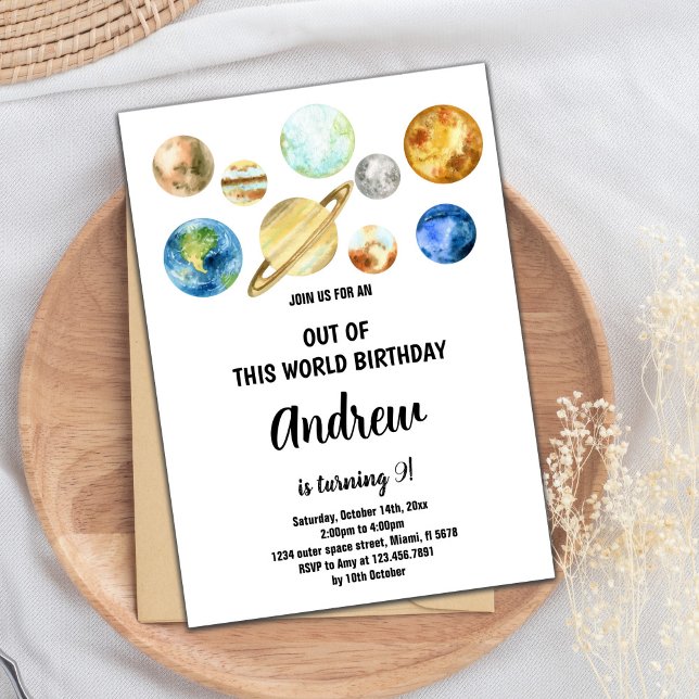 Fuera de este mundo planetas invitación de cumplea (Out of this world planets Birthday Invitations)