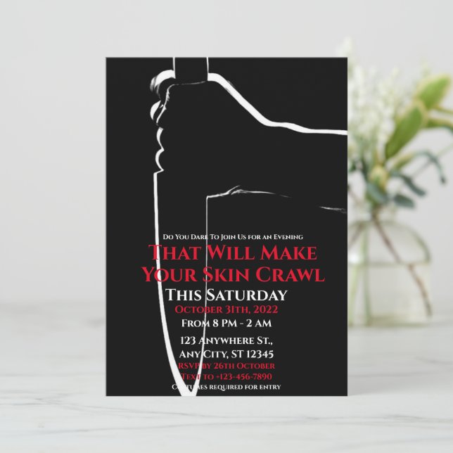 Fuera de tu invitación de fiesta de Halloween con  (Anverso de pie)