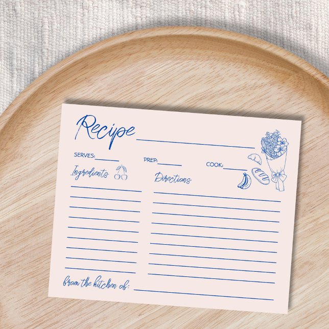 Fuera del mercado tarjeta de receta de ducha de no (Off The Market Bridal Shower Recipe Card)