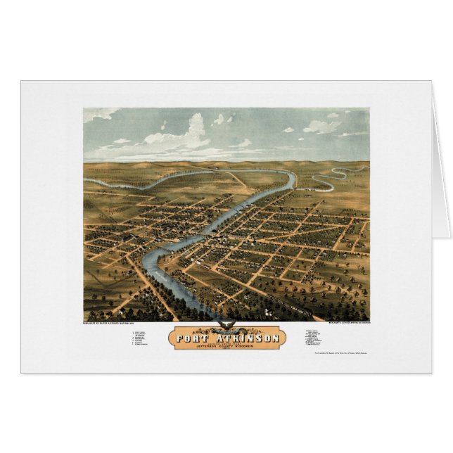 Fuerte Atkinson, mapa panorámico de los WI - 1870 (Anverso (Horizontal))