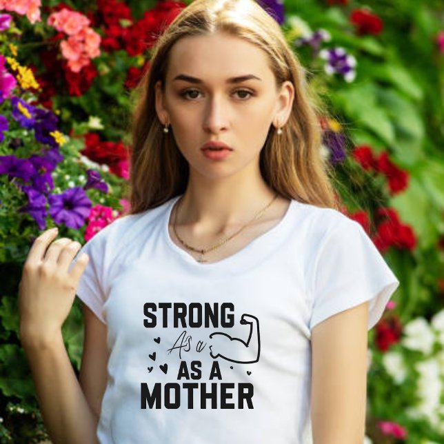 Fuerte como madre camiseta con escritura moderna n (Subido por el creador)