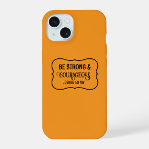 Fuerte y Valiente Versículo Bíblico Simple Naranja