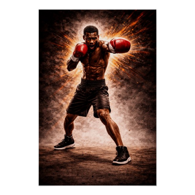 Fuerza implacable – Póster de poder del boxeo (Anverso)
