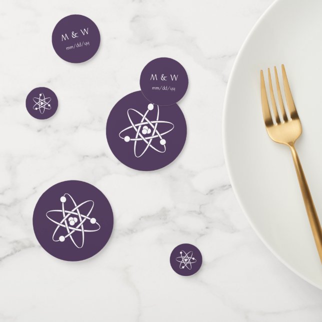 Fuerzas atractivas en confetti de mesa morada (Grupo)