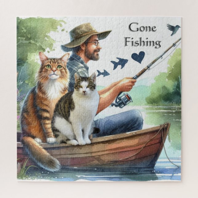 Fui a Pescar con Gatos Rompecabezas para Amantes d (Vertical)